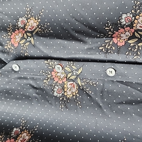 LOFT Cottagecore Lightweight Floral Polka Dot Button Up Flowy Blouse Top - Picture 3 of 6